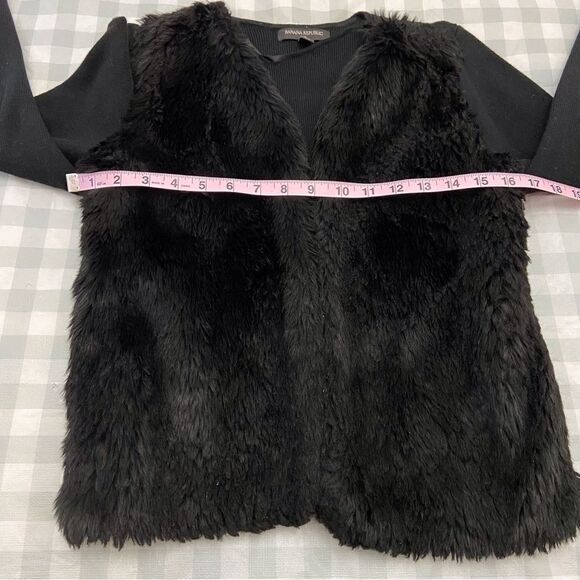 BANANA Republic black cardigan faux fur and cotton vest cardigan in XS - Picture 11 of 14